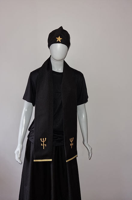 Conjunto de Estola e Filá Feminino de Esquerda Roupas Umbanda Axê Terreiro Gira Esquerda Medium Sacerdote 