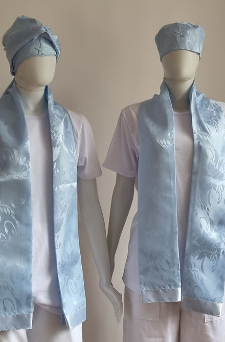 Conjunto de Estola e Filá Jacquard Azul Claro Umbanda Roupas Axê Terreiro Mãe Yemanjà Gira 