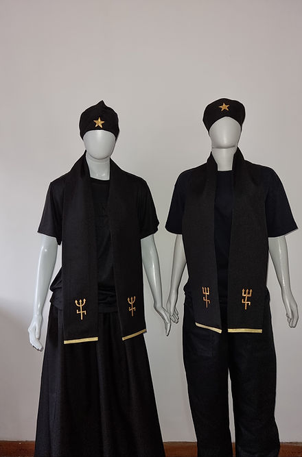Conjunto de Estola e Filá masculino de Esquerda Roupas Umbanda Axê Terreiro Gira Medium Sacerdote Ritual Ceremonia