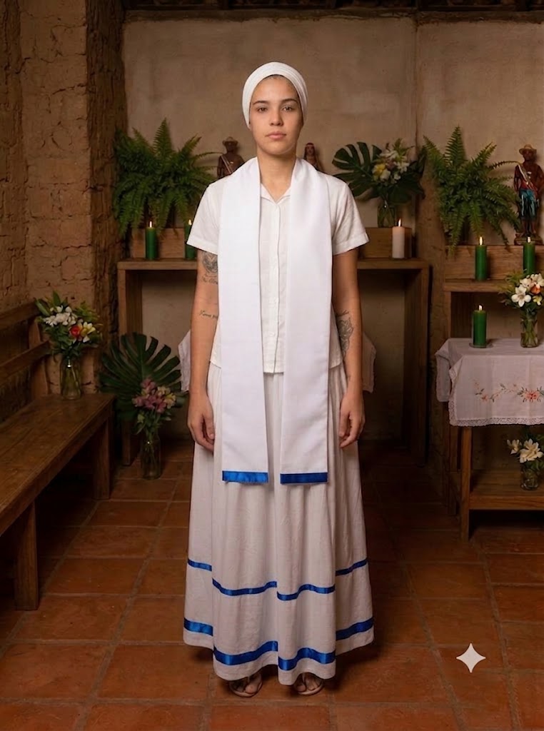 Estola com  Fita Azul Royal de Roupas do Axê produzida com acabamento de qualidade para desenvolvimento mediúnico.