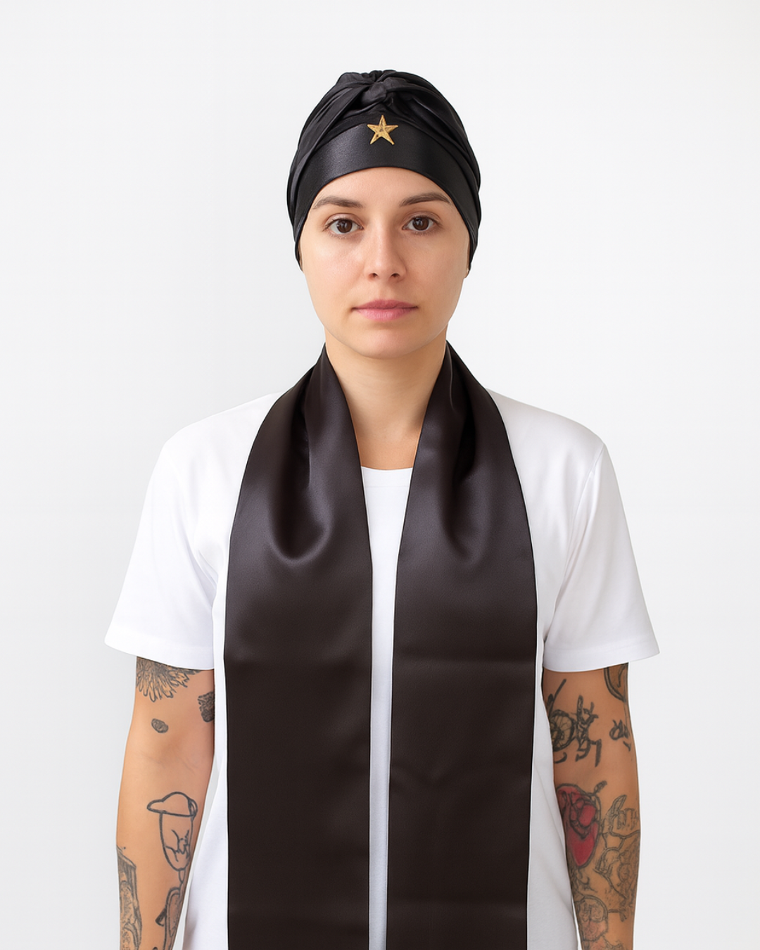 Estola e Filá Feminino Preto Roupas Umbanda Axê Terreiro Laroyê Gira Esquerda Sacerdote Medium