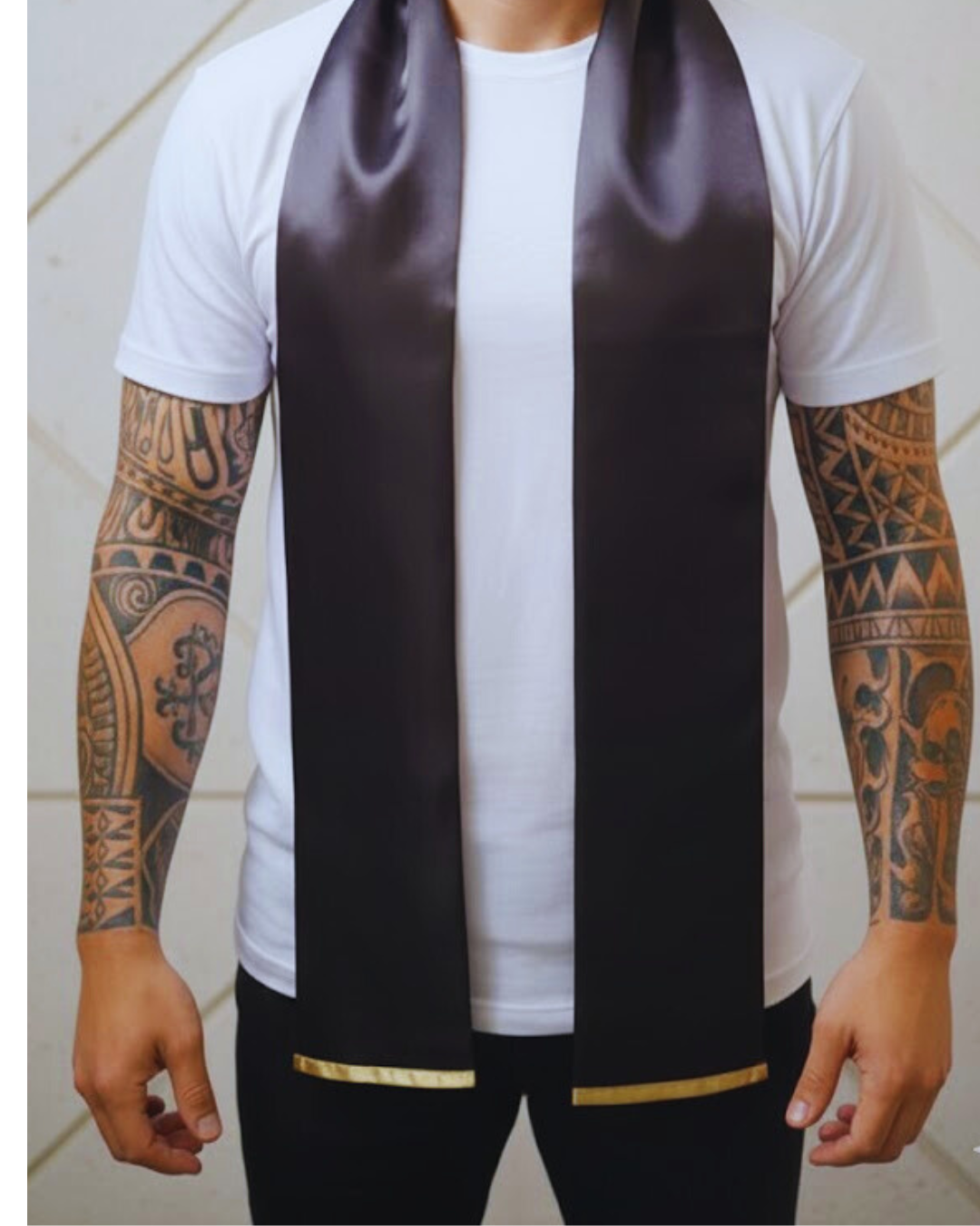 Estola e Filá Masculino Preto Roupas Umbanda Axê Terreiro Gira Esquerda Sacerdotal Medium