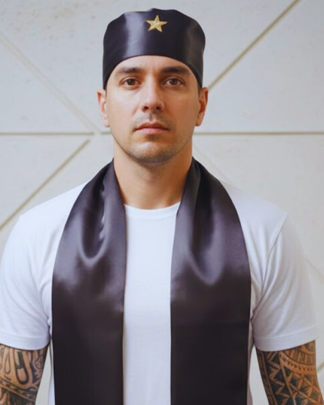 Estola e Filá Masculino Preto Roupas Umbanda Axê Terreiro Gira Esquerda Sacerdotal Medium