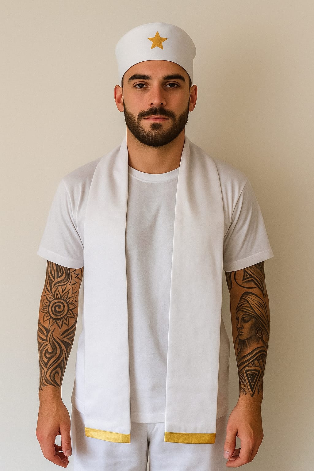 Estola e Filá Masculino de  Pai Pequeno Roupa Umbanda Terreiro Sacerdócio Cerimonial Ritualística