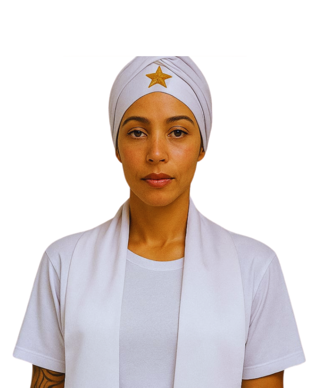 Estola e Fila Feminino Branco Roupas Umbanda Axê Mãe Pequena Terreiro Sacerdotiza