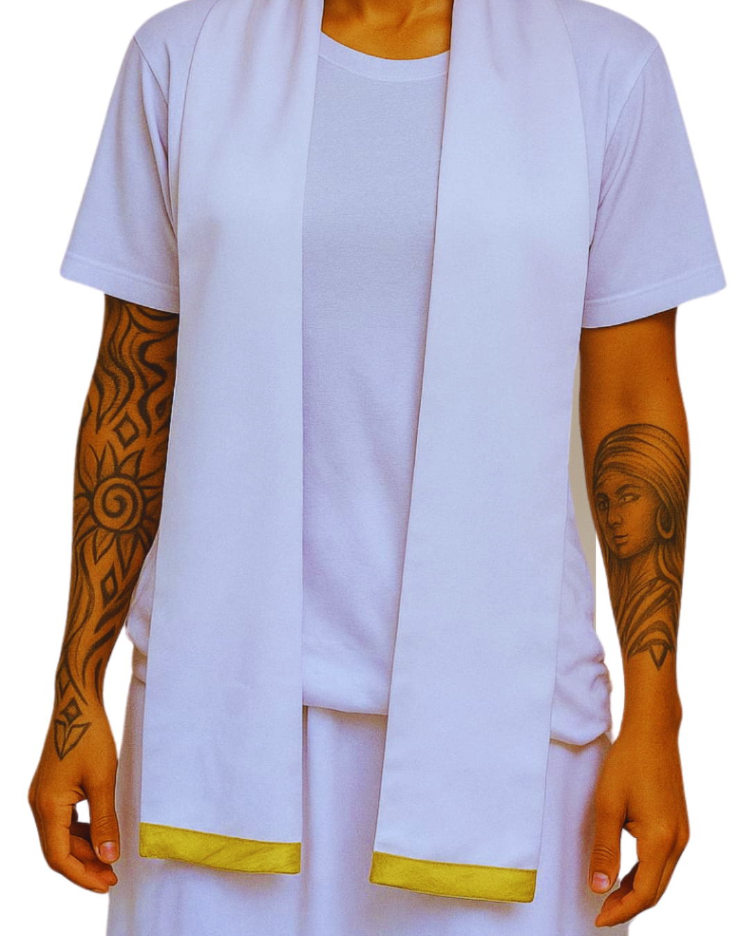 Estola e Fila Feminino Branco Roupas Umbanda Axê Mãe Pequena Terreiro Sacerdotiza