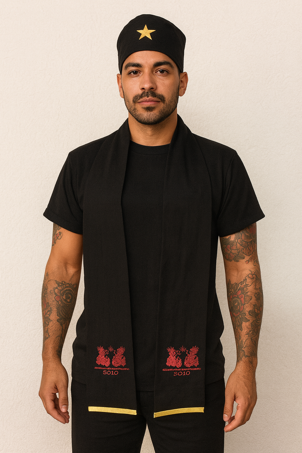 Estola e Filá Masculino Personalizado Roupas Umbanda Axê Terreiro Logotipo Medium Sacerdote