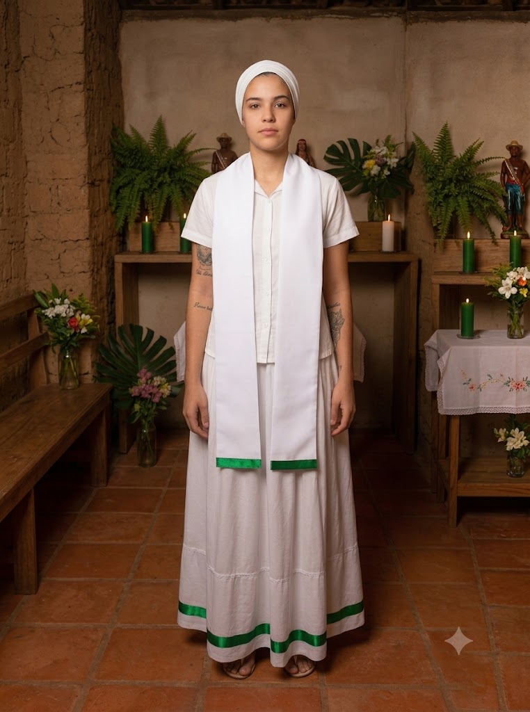 Estola religiosa em tecido Oxfordine leve e confortável para uso diário.
