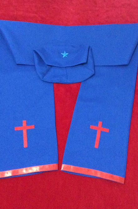 Filá e Estola Cor Azul Royal Roupas Umbanda Pai Ogum Terreiro Gira Desenvolvimento Mediúnico