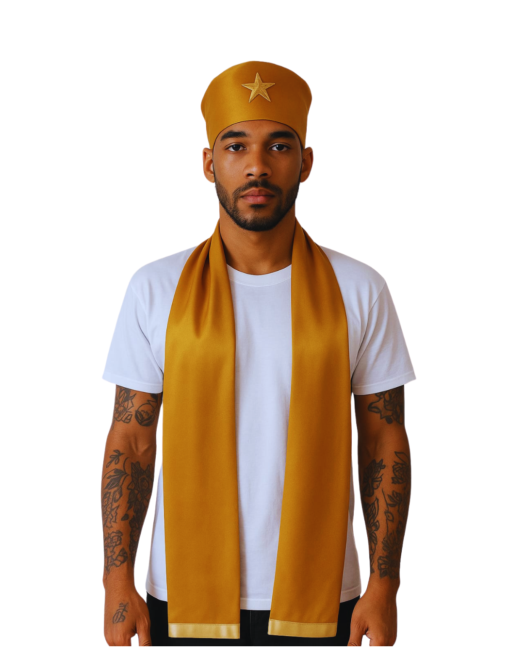 Filá e Estola  Masculino Sacerdotal - Turbante - Roupas de Umbanda Terreiro Pai de Santo Sacerdote