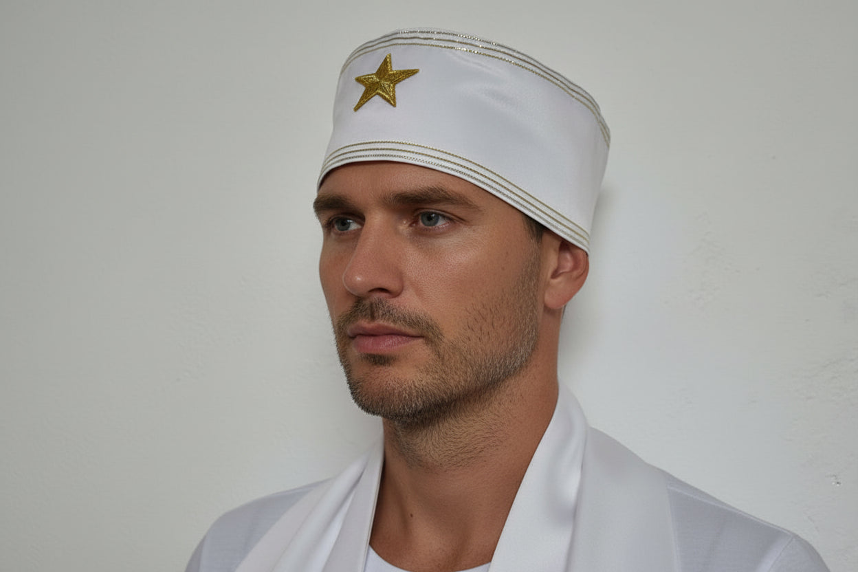 Fila Masculino Sacerdócio 3 Roupas Umbanda Axê Terreiro Gira Brancas Ceremônia Ritual Iniciação Sacerdote Medium