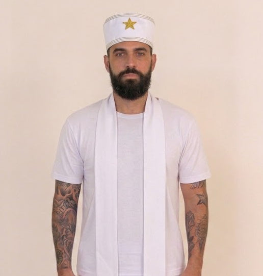 Fila Masculino Sacerdócio 3 Roupas Umbanda Axê Terreiro Gira Brancas Ceremônia Ritual Iniciação Sacerdote Medium  888