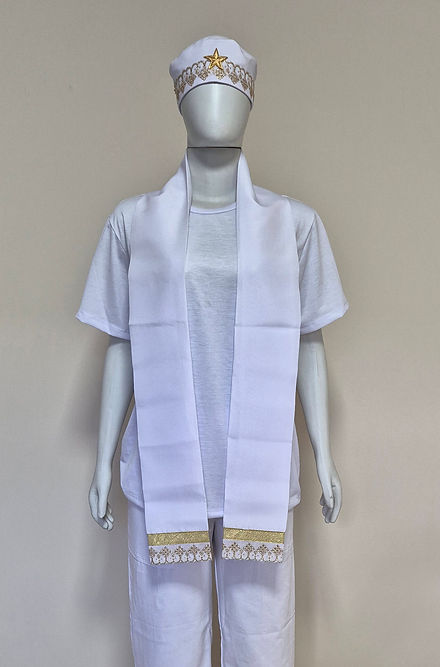 Fila e Estola Masculino Borda Dourada Roupas Umbanda Axê Terreiro Gira Sacerdote Medium