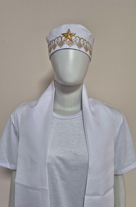 Fila e Estola Masculino Borda Dourada Roupas Umbanda Axê Terreiro Gira Sacerdote Medium