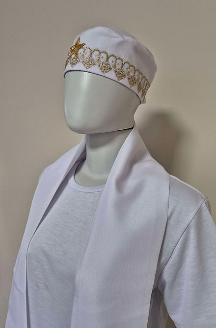 Fila e Estola Masculino Borda Dourada Roupas Umbanda Axê Terreiro Gira Sacerdote Medium