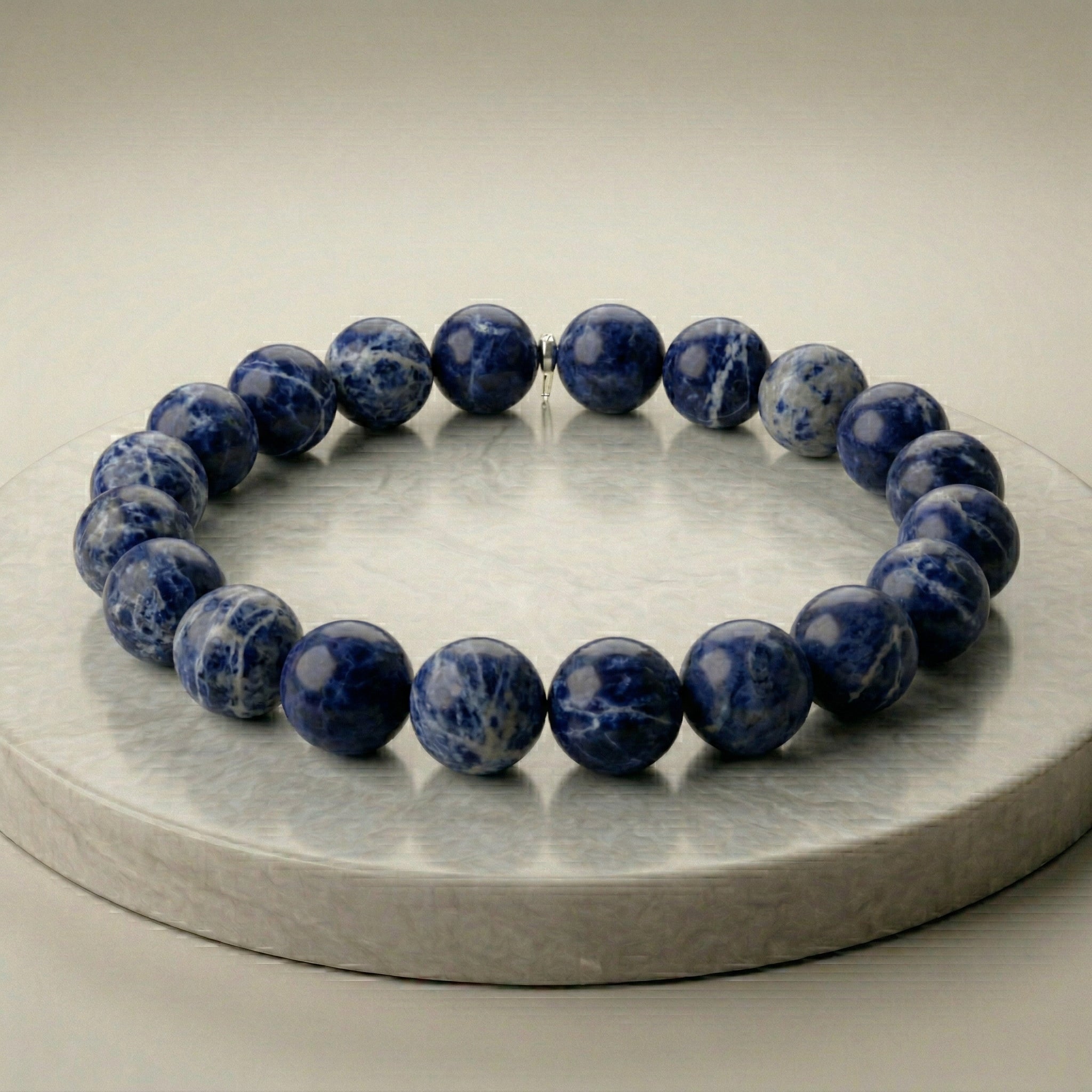 Pulseira Sodalita Pedra Natural - Trono da Lei - Pai Ogum | Roupas de Umbanda