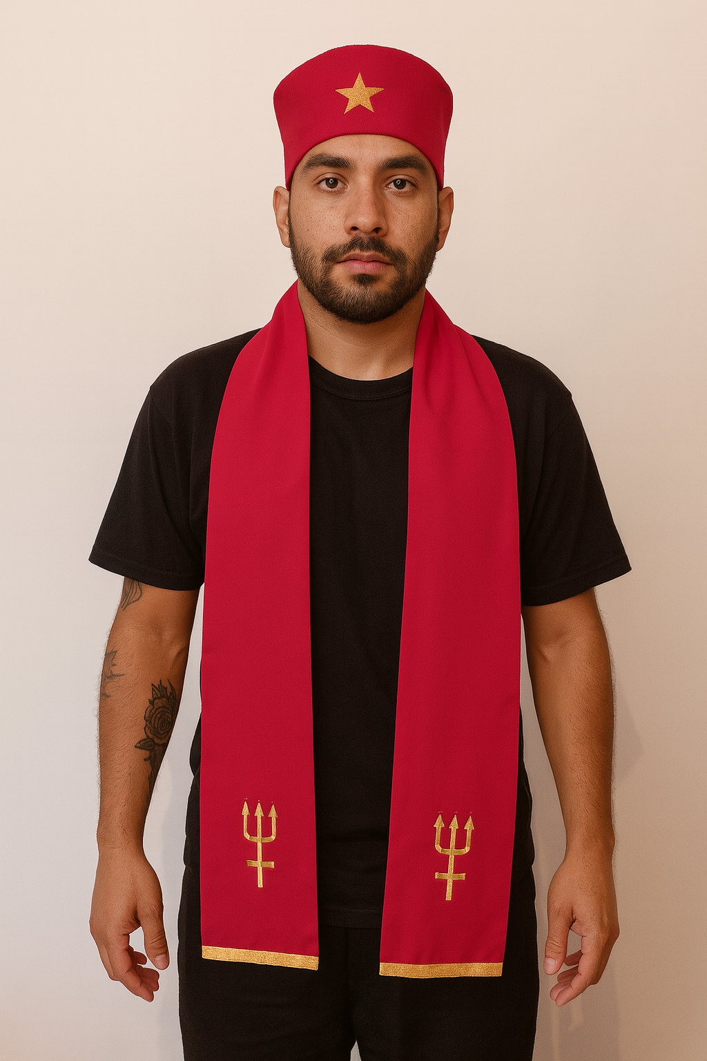 Kits Estola e Fila Masculino de Esquerda Roupas Umbanda Axê Terreiro Ceremonial Ritual Medium Sacerdotal