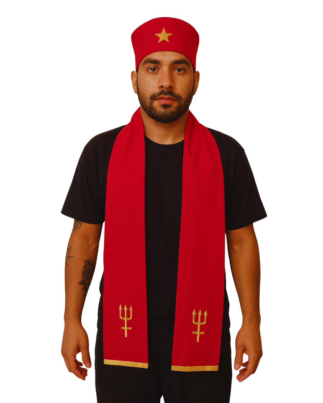 Kits Estola e Fila Masculino de Esquerda Roupas Umbanda Axê Terreiro Ceremonial Ritual Medium Sacerdotal