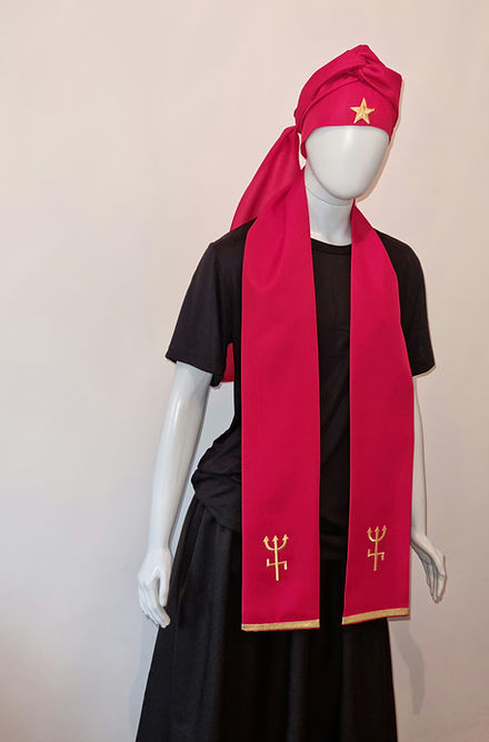 Kits de Estola e Filá  Feminina de Esquerda Roupas Umbanda Axê Gira Esquerda Pombagira Medium Sacerdote Terreiro