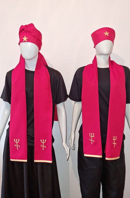 Kits de Estola e Filá  Feminina de Esquerda Roupas Umbanda Axê Gira Esquerda Pombagira Medium Sacerdote Terreiro