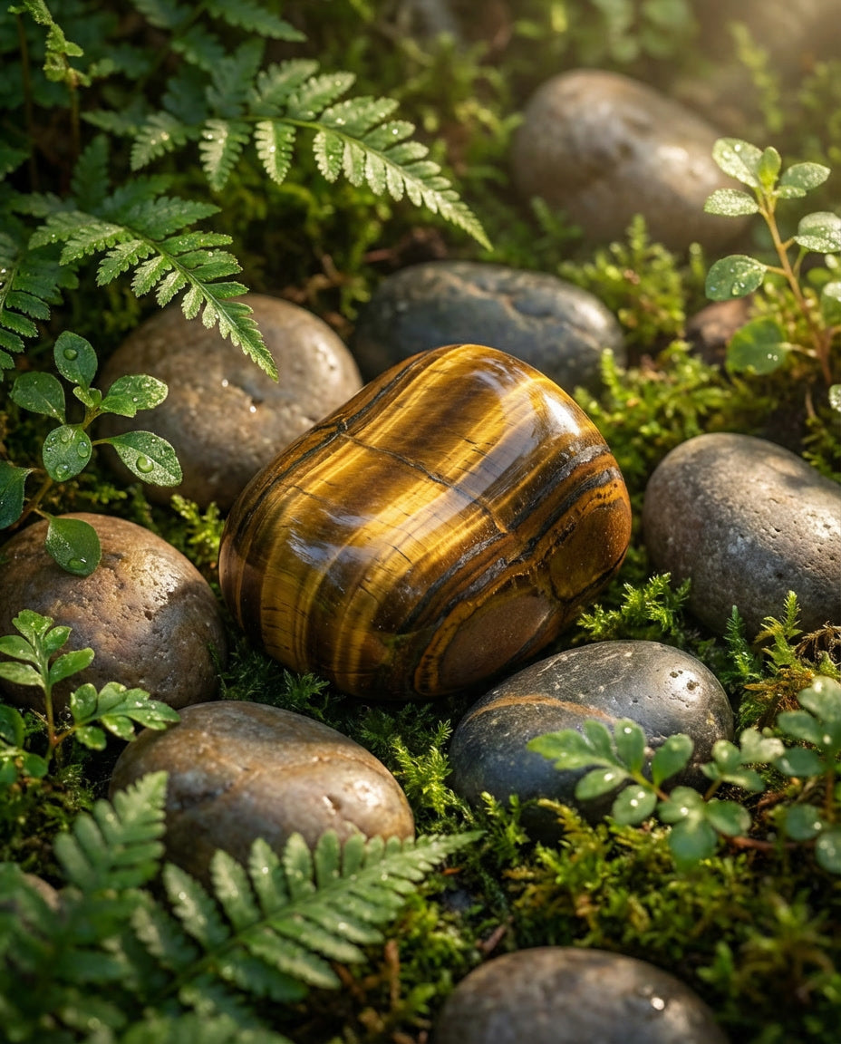 Olho de Tigre Natural – Pedra de Pai Xangô | Trono da Justiça | Prosperidade e Direcionamento | Pedra por Peso