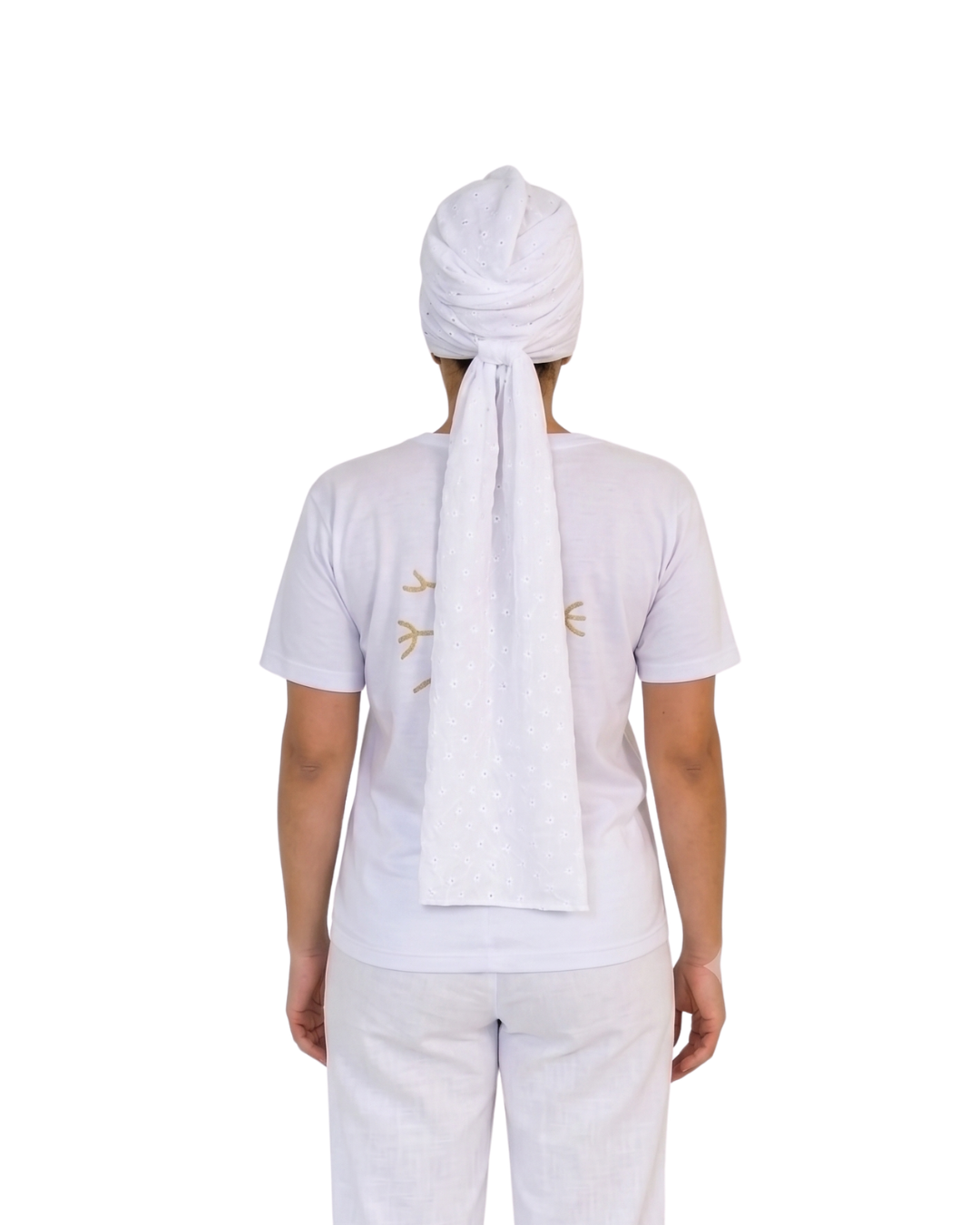 Pano de Cabeça Turbante  Toque Macio Tecido Laise Branco 