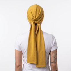 Pano de Cabeça e Estola Feminino Sacerdotal Dourado Turbante Roupas de Umbanda Terreiro