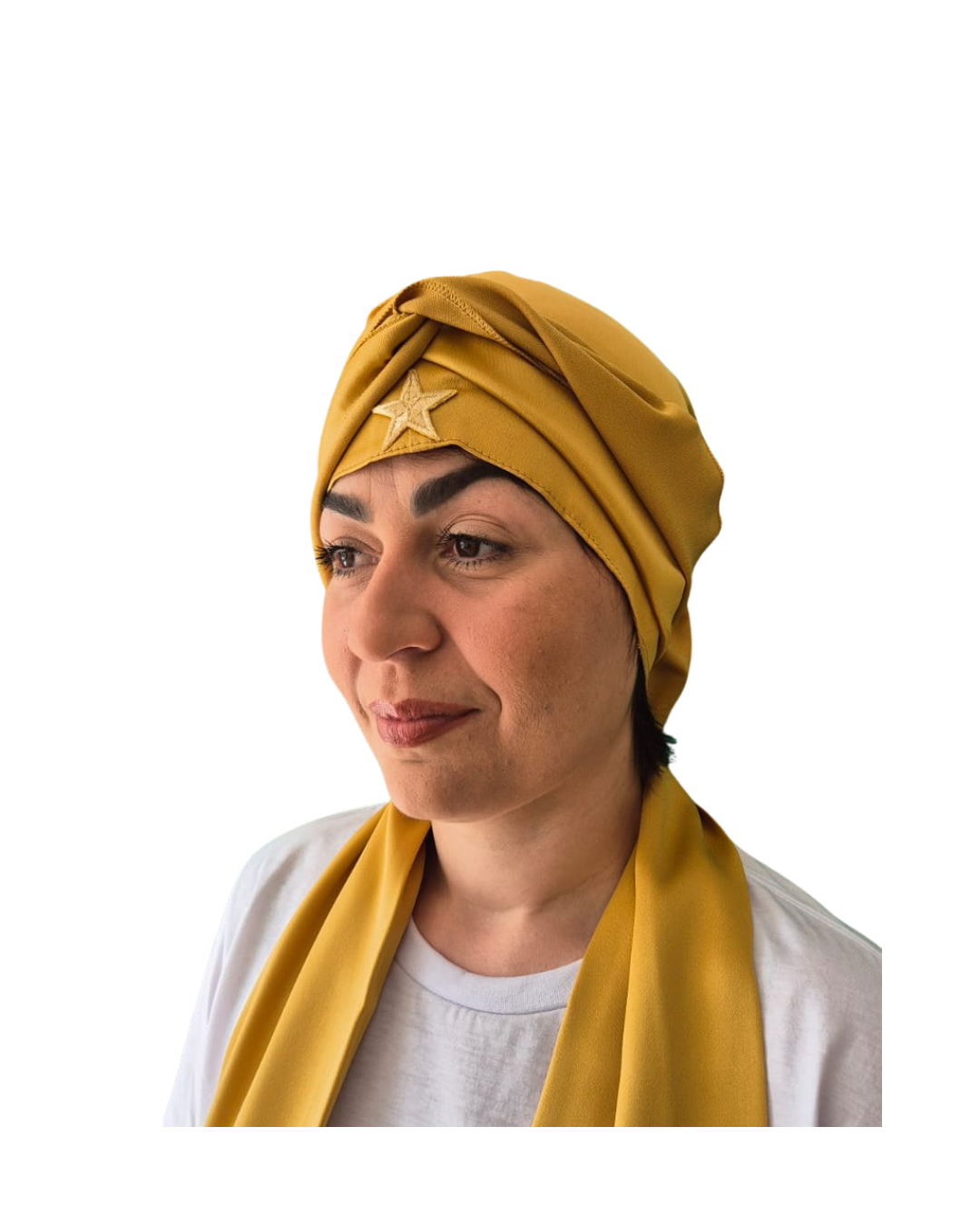 Pano de Cabeça e Estola Feminino Sacerdotal Dourado Turbante Roupas de Umbanda Terreiro