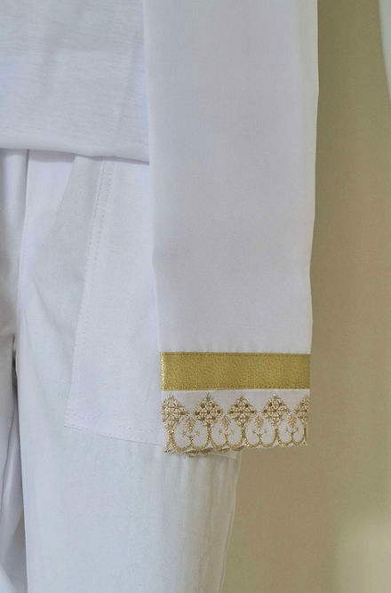 Pano de Cabeça e Estola Feminino Sacerdotal barra Dourada Roupas Umbanda Axê Terreiro Sacerdotiza Medium Gira 