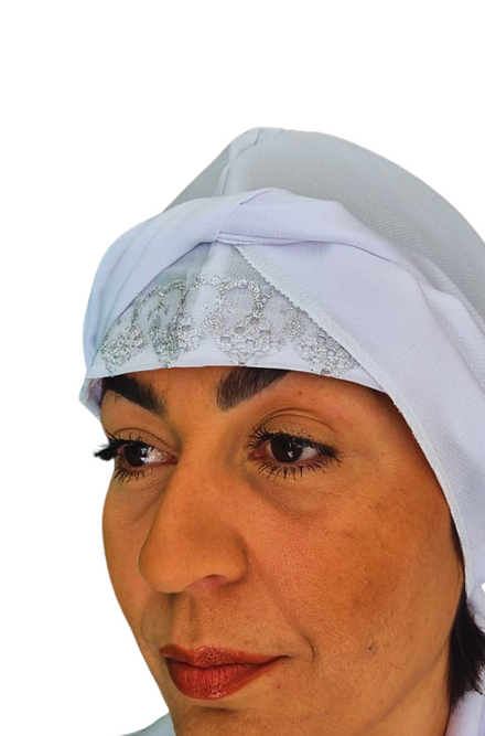 Pano de Cabeça e Estola Feminino Sacerdotal barra Dourada Roupas Umbanda Axê Terreiro Sacerdotiza Medium Gira 