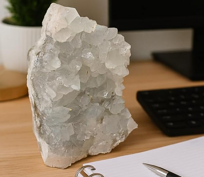 Peça única de Apofilita Natural Branca com brilho cristalino.