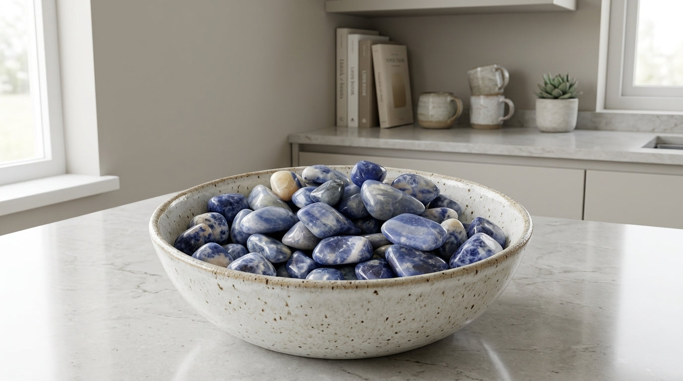 Pedra Natural Sodalita - Pai Ogum - Trono da Lei Masculino - Proteção e Direcionamento - Pedra por Peso