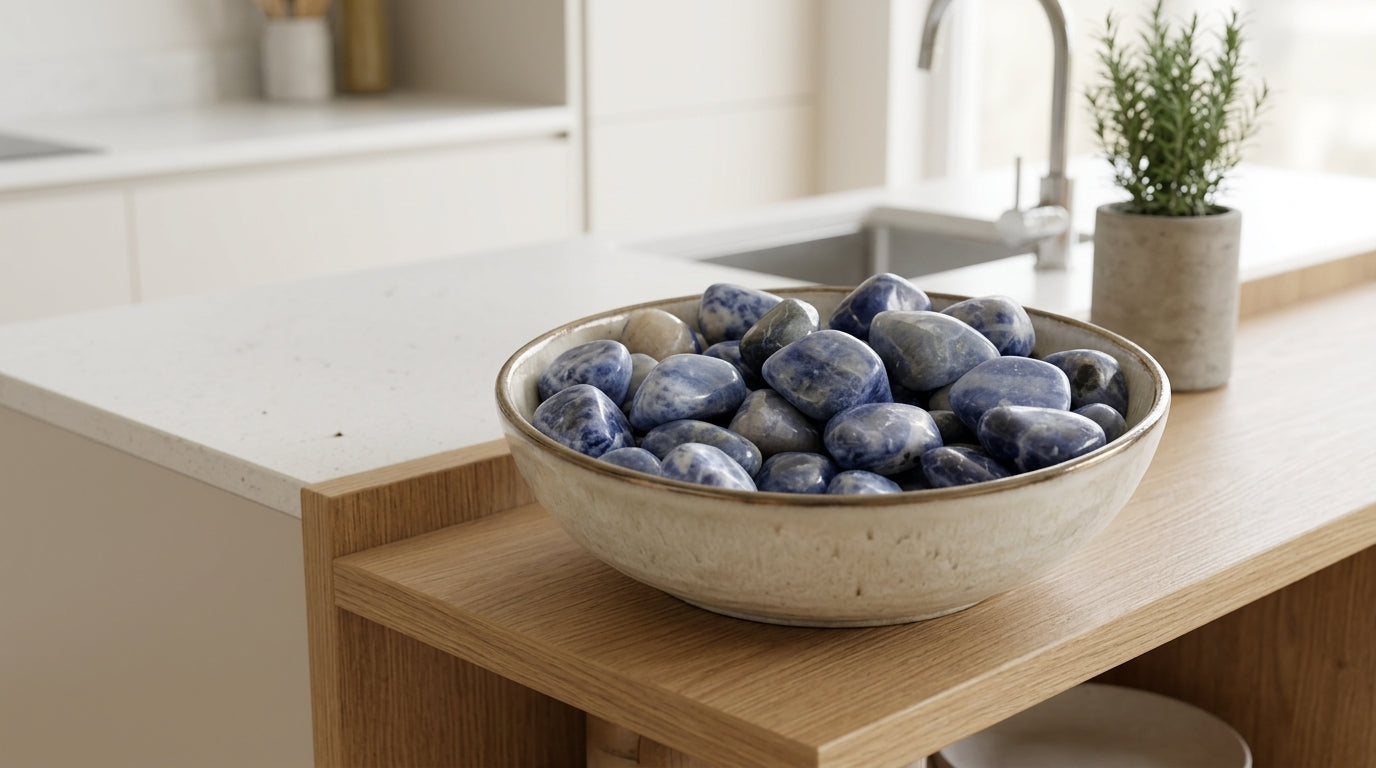 Pedra Natural Sodalita - Pai Ogum - Trono da Lei Masculino - Proteção e Direcionamento - Pedra por Peso