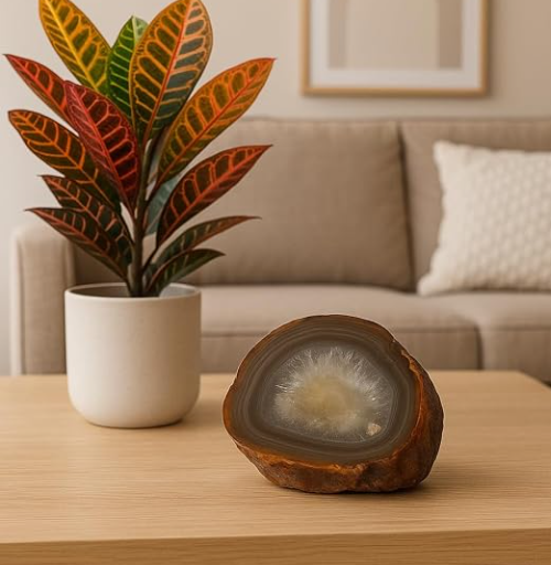 Placa Natural de Ágata Marrom Premium 453 g – Pedra do Trono do Conhecimento Mãe Obâ