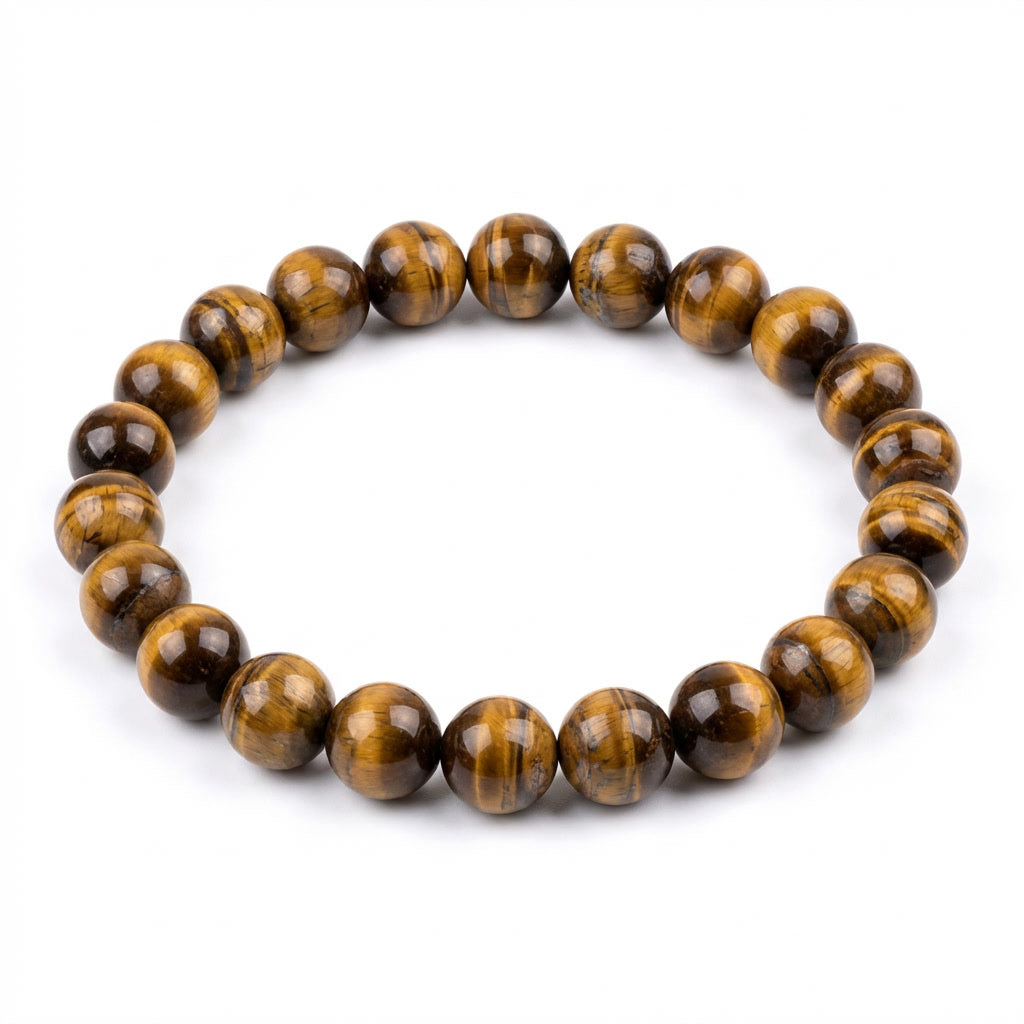Pulseira Pedra Natural Olho de Tigre - Trono da Justiça - Pai Xangô | Roupas do Axê