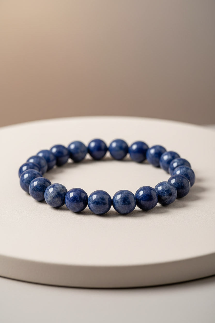 Pulseira Sodalita Pedra Natural - Trono da Lei - Pai Ogum | Roupas de Umbanda 