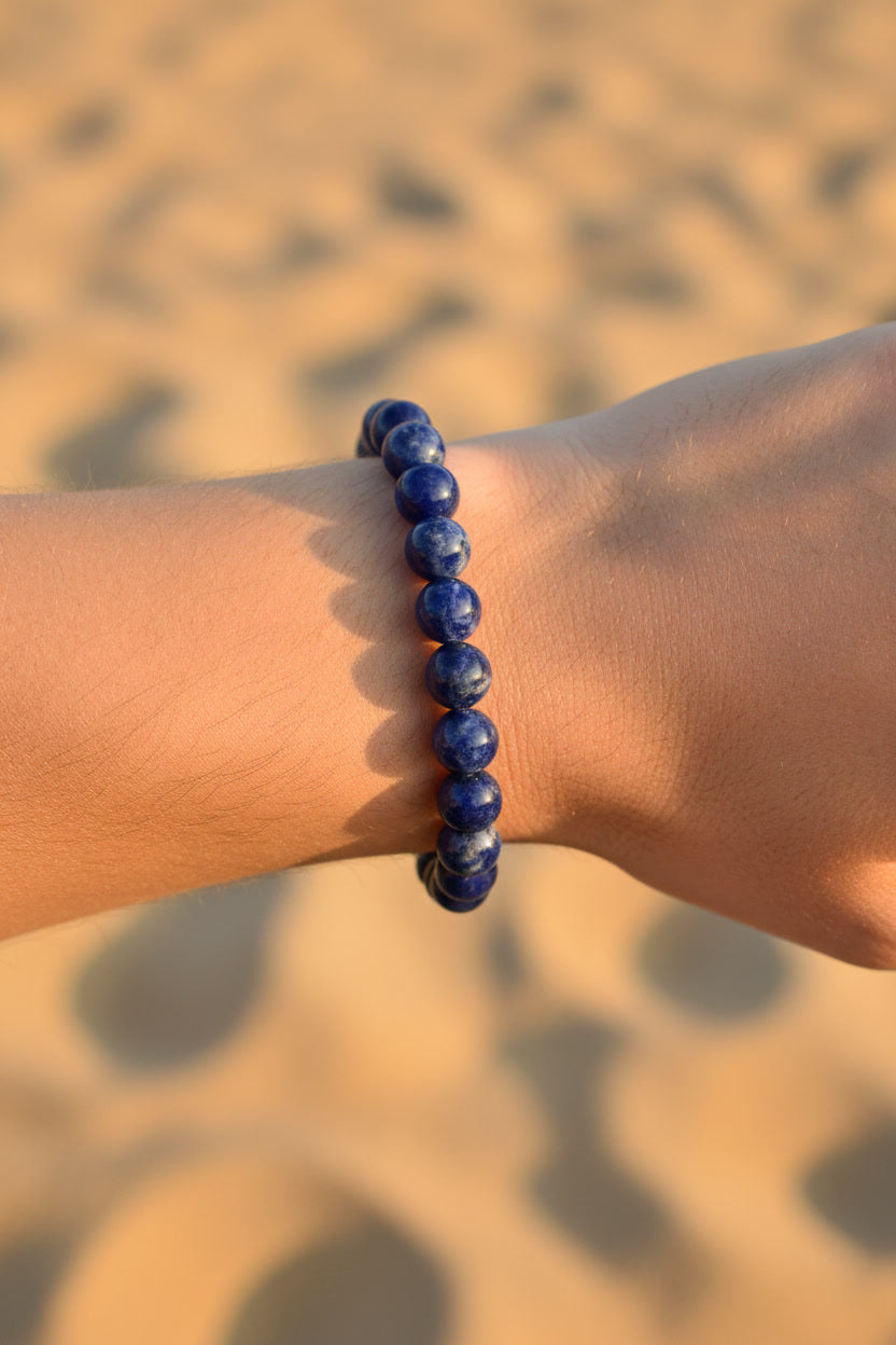Pulseira Sodalita Pedra Natural - Trono da Lei - Pai Ogum | Roupas de Umbanda 