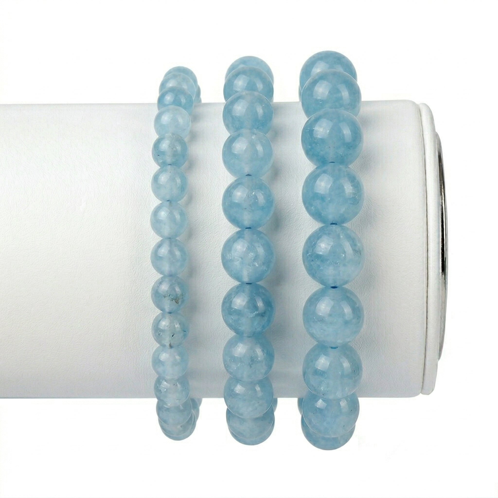 Pulseira de Água Marinha Natural Tipo A – Trono da Geração de Mãe Yemanjá | Equilíbrio e Fluidez Espiritual | Roupas de Umbanda 