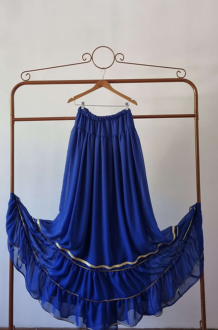 Saia Cigana Lazuli Feminina Roupas Umbanda Axê Terreiro Desenvolvimento Mediúnico Sacerdotiza Ritual Consagração