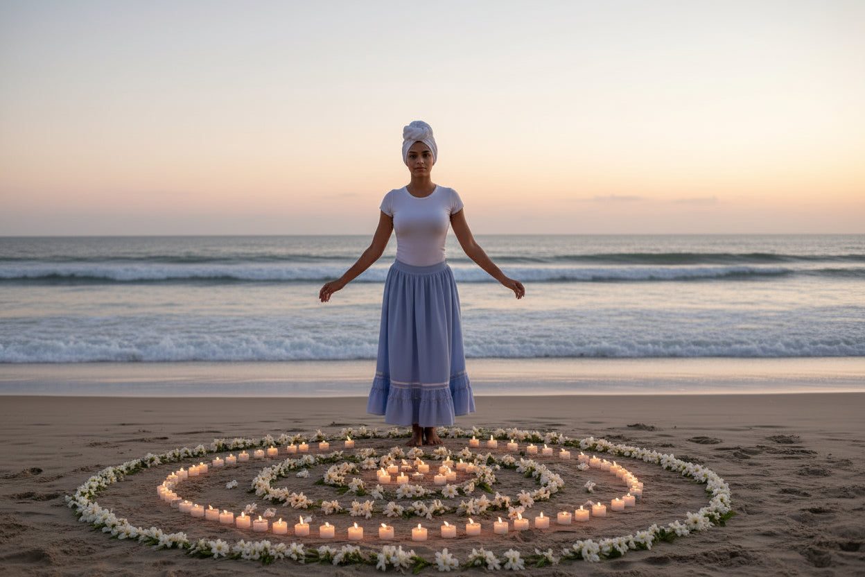 Saia da Mãe Yemanjâ Roupas Umbanda Axê Terreiro Gira Rainha Do Mar Medium Sacerdote