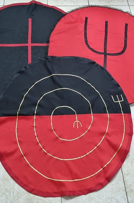 Trio de Panos de Oferenda de Esquerda Roupas Umbanda Axê Gira Esquerda Terreiro Exu Pombagira Exu Mirim