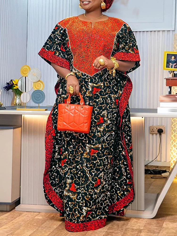 Vestido Feminino Abaya Estilo Africano Premium Ceremônias Religiosas Yoruba Estampas Digitais Tamanho Plus Size