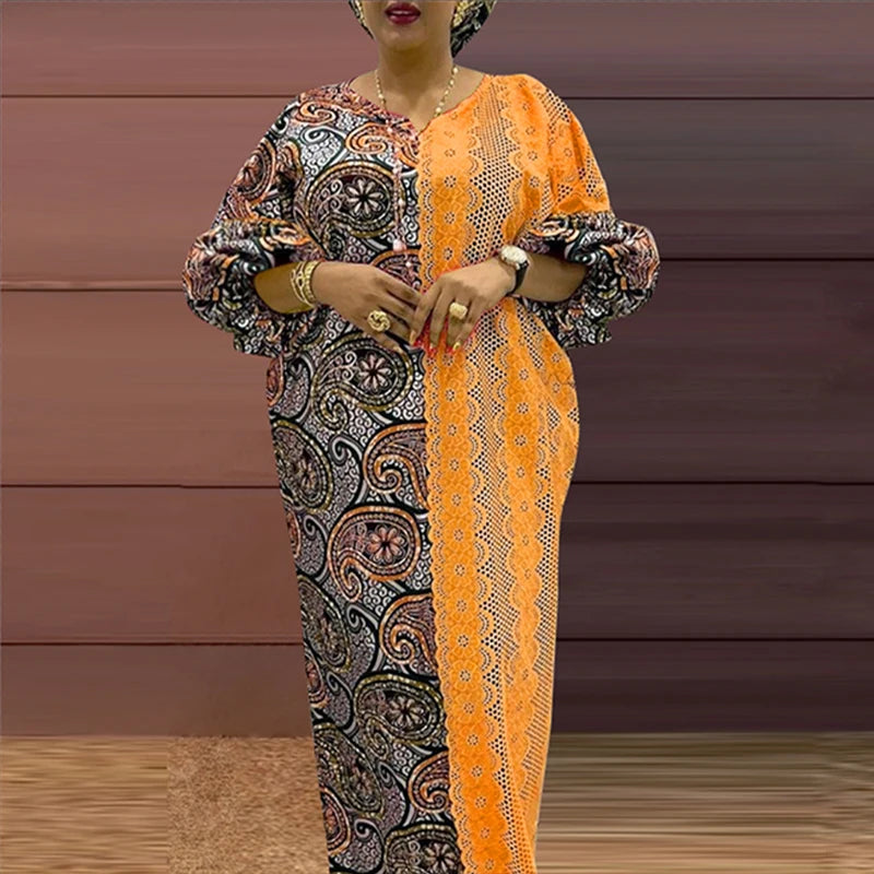 Vestido Feminino Abaya Estilo Africano Premium Estampa Digital Tamanhos Plus Size Ceremônia Religiosa Yoruba 