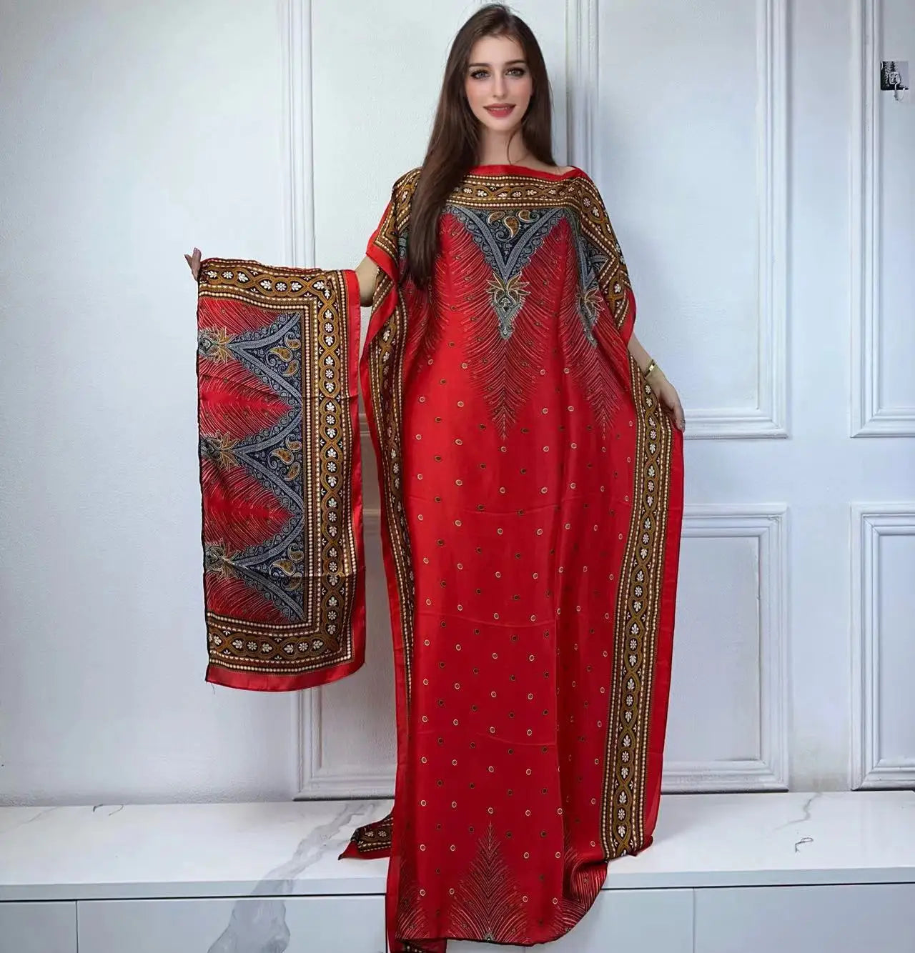 Winyi africano  senhora verão boho moda impresso kaftan vestido solto streetwear abaya com cinto vestido de praia
