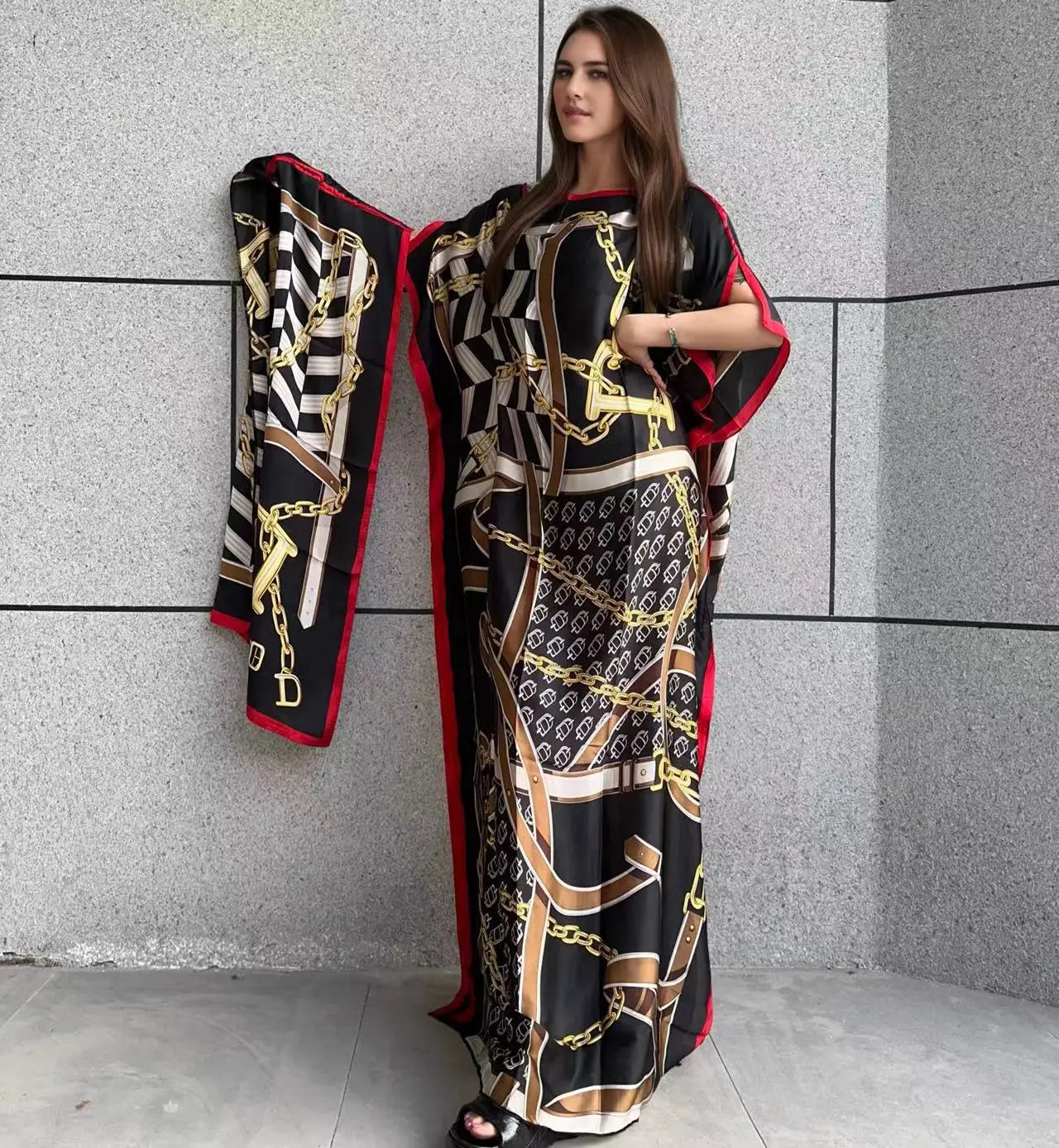 Winyi africano  senhora verão boho moda impresso kaftan vestido   solto streetwear abaya com cinto vestido 
