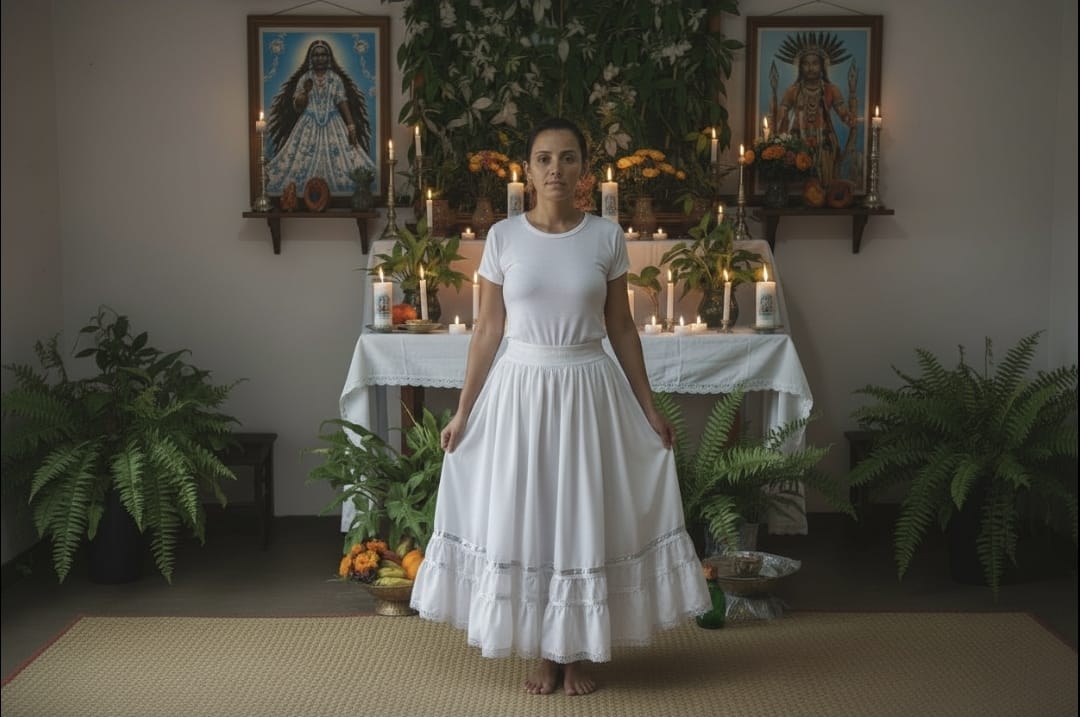 Saia Mãe Loguna Oya-Tempo Roupas Umbanda Axê Terreiro Gira Trono Feminino Fe Sacerdotiza Medium
