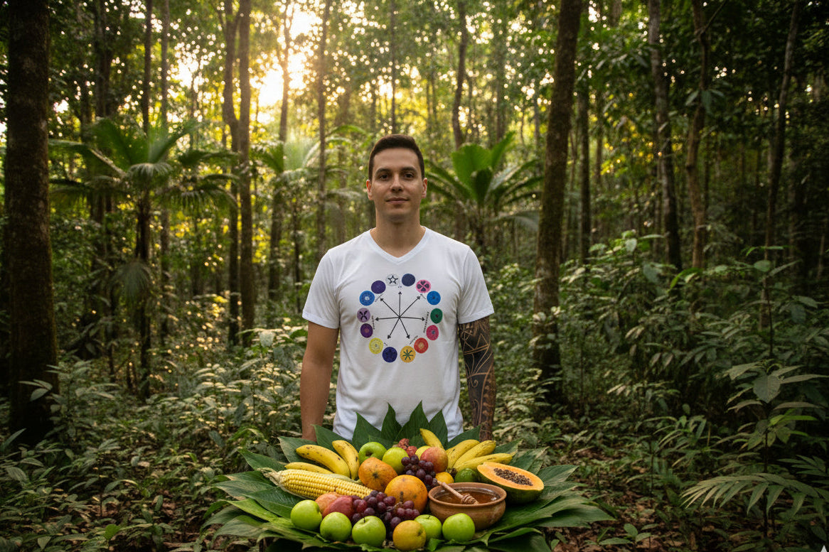 Camiseta Tronos de Deus Branca Estampa Digital Exclusiva Unissex Roupas Umbanda Axê Terreiro Gira Medium Sacerdote Logotipo