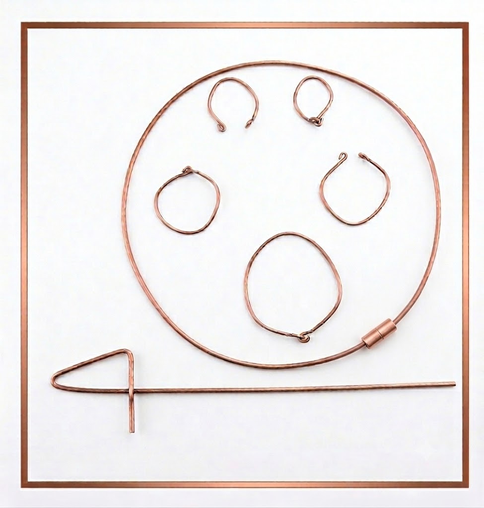 Kit de Cobre da Magia Divina das 7 Chamas Sagradas | Instrumentos Ritualísticos em Cobre