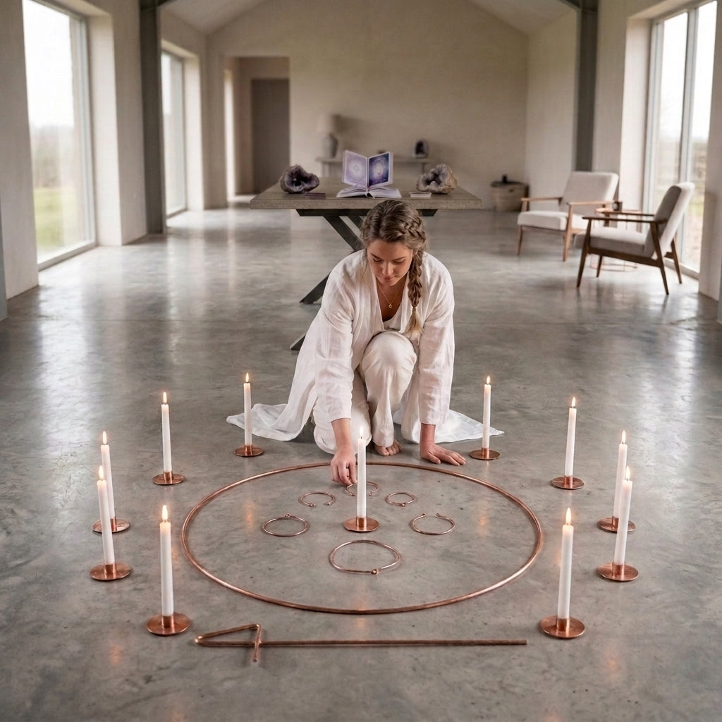 Kit de Cobre da Magia Divina das 7 Chamas Sagradas | Instrumentos Ritualísticos em Cobre