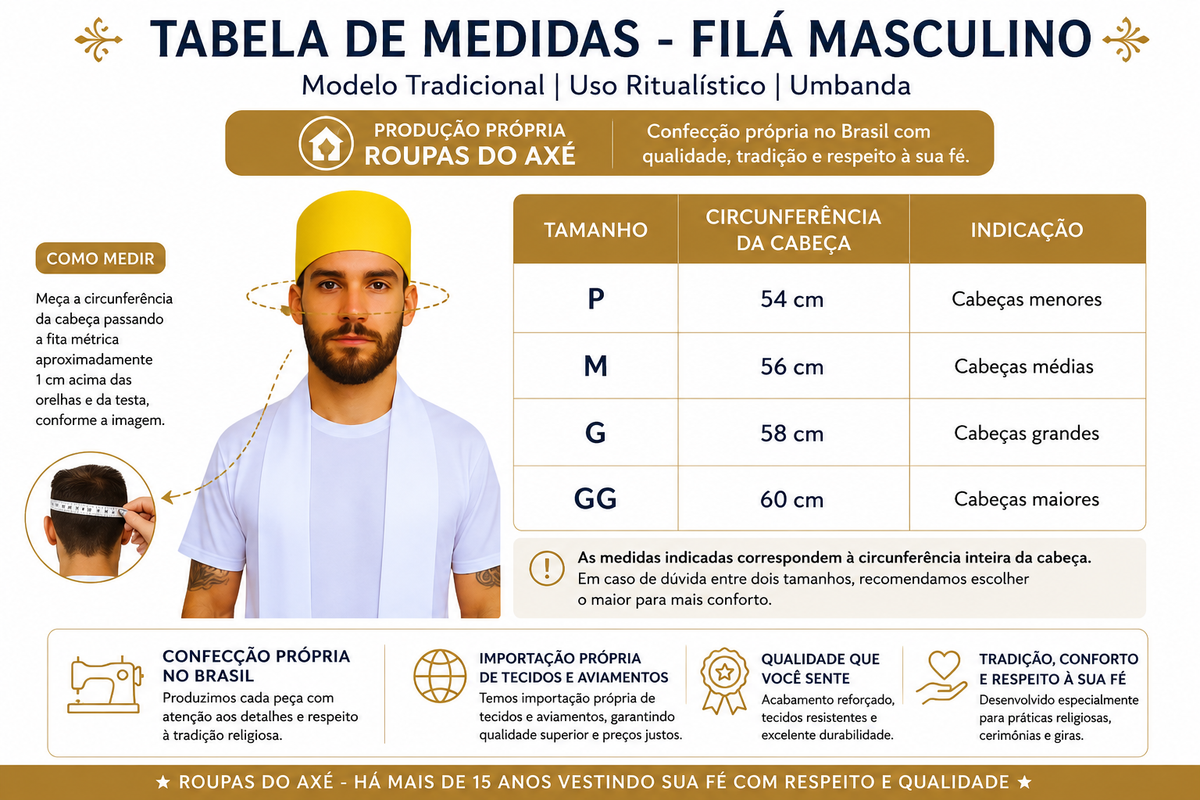 Filá  Masculino Colorido Roupas Umbanda Axê Terreiro Gira Orixas Guias Espirituais Medium Sacerdocio